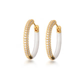Double-Sided Silver Joy Hoop, Yellow Gold Plating, Natural White Topaz + Give Magic Gift